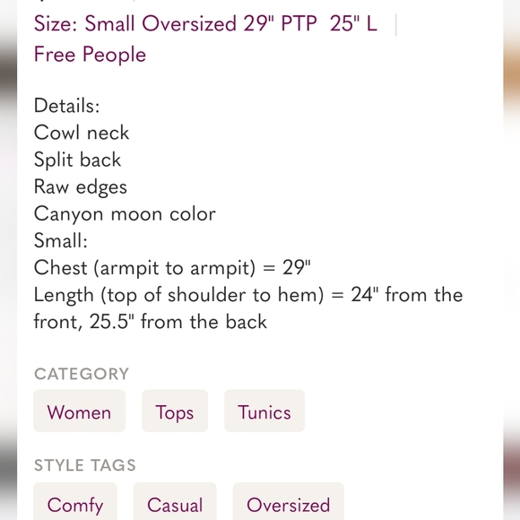 Free People Juicy Long Sleeve Oversized Top in Canyon Moon NWT Sz. S - Picture 8 of 11